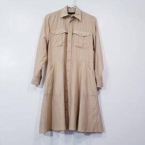 Ralph Lauren Black Label 100% Silk Shirt Dress Button Front Collared